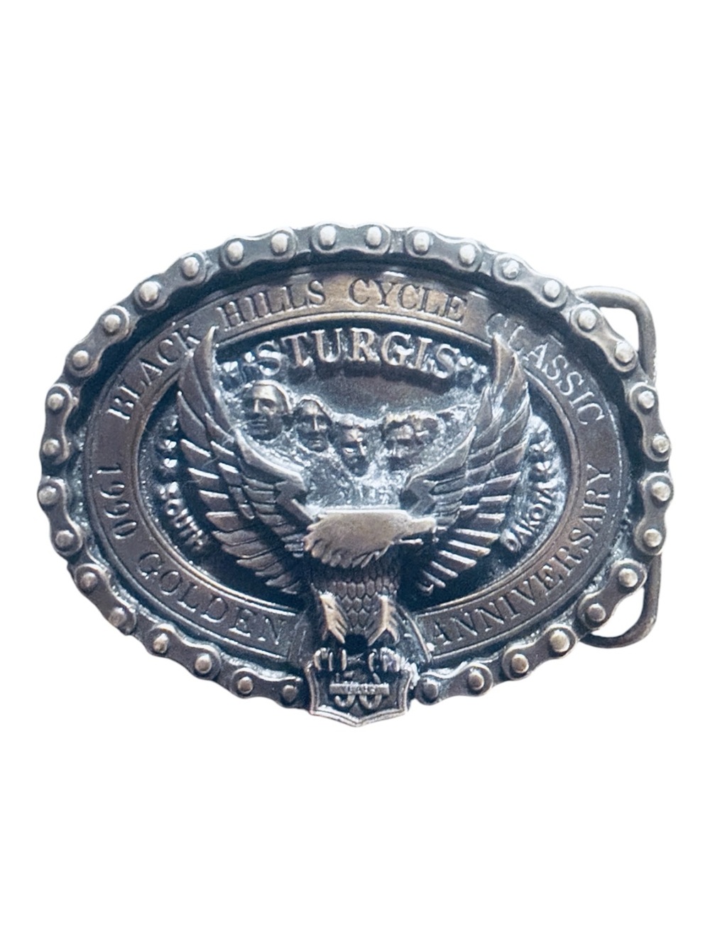 Vintage Limited Edition 1990 Sturgis 50th Anniversary Black Hills Belt Buckle